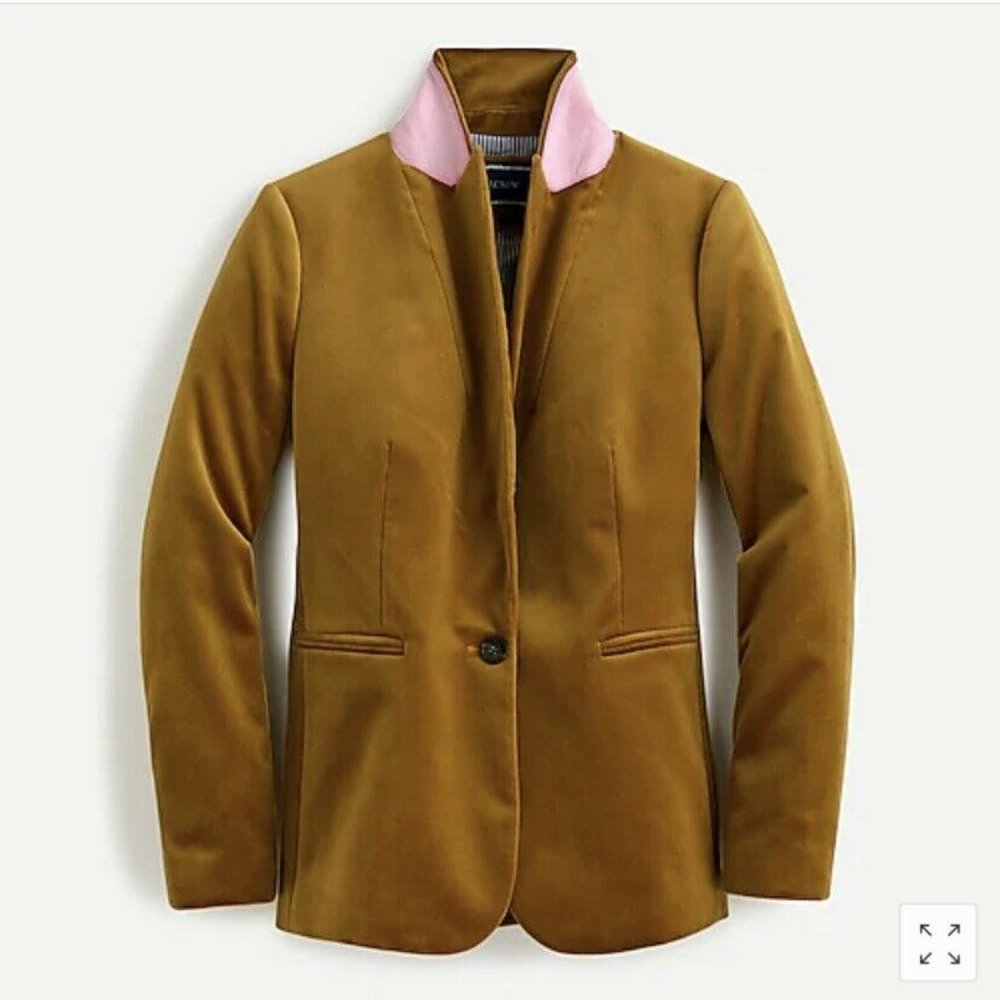 NWT! J.Crew Women's (J8978) Parke Blazer in Velvet (Golden Brandy Gold) - Picture 2 of 7